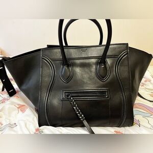 Celine Medium Phantom Luggage bag.  Soft smooth black leather
